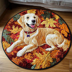 Autumn Retriever Moment Round Mat Rug - washable non-slip printed rug