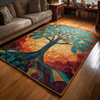 Autumn Roots area rug in a living room