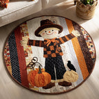 Autumn Scarecrow Round Mat Rug - washable non-slip printed rug