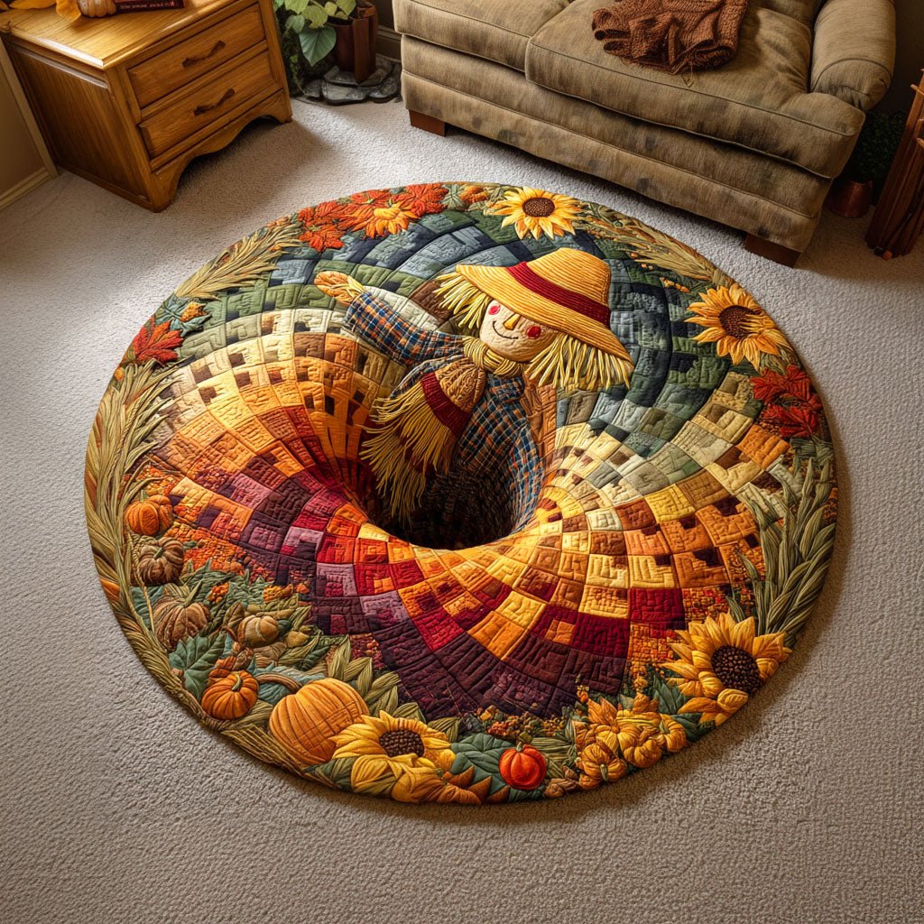 Autumn Scarecrow Round Mat Rug - Nature Design | Serene Home Decor