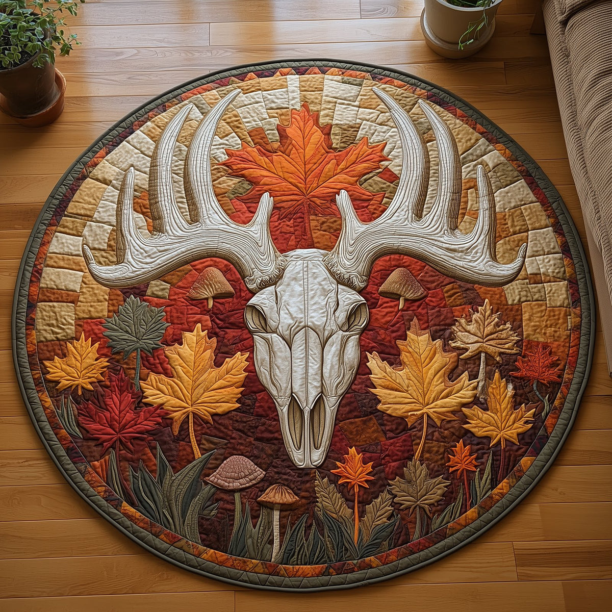 Autumn Serenity Round Mat Rug - washable non-slip printed rug