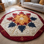 Autumn Snowflake Radiance Round Mat Rug - washable non-slip printed rug