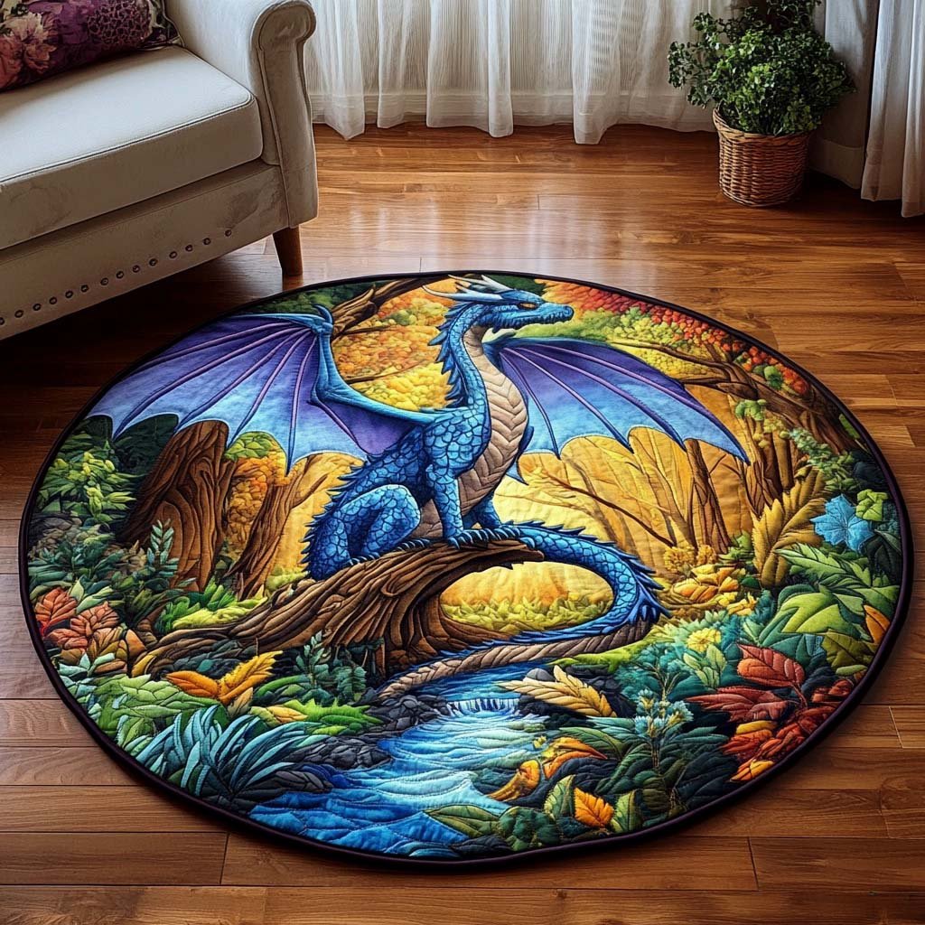 Autumn Sovereign Round Mat Rug - washable non-slip printed rug
