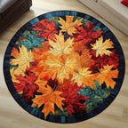 Autumn Splendor Round Mat Rug - washable non-slip printed rug