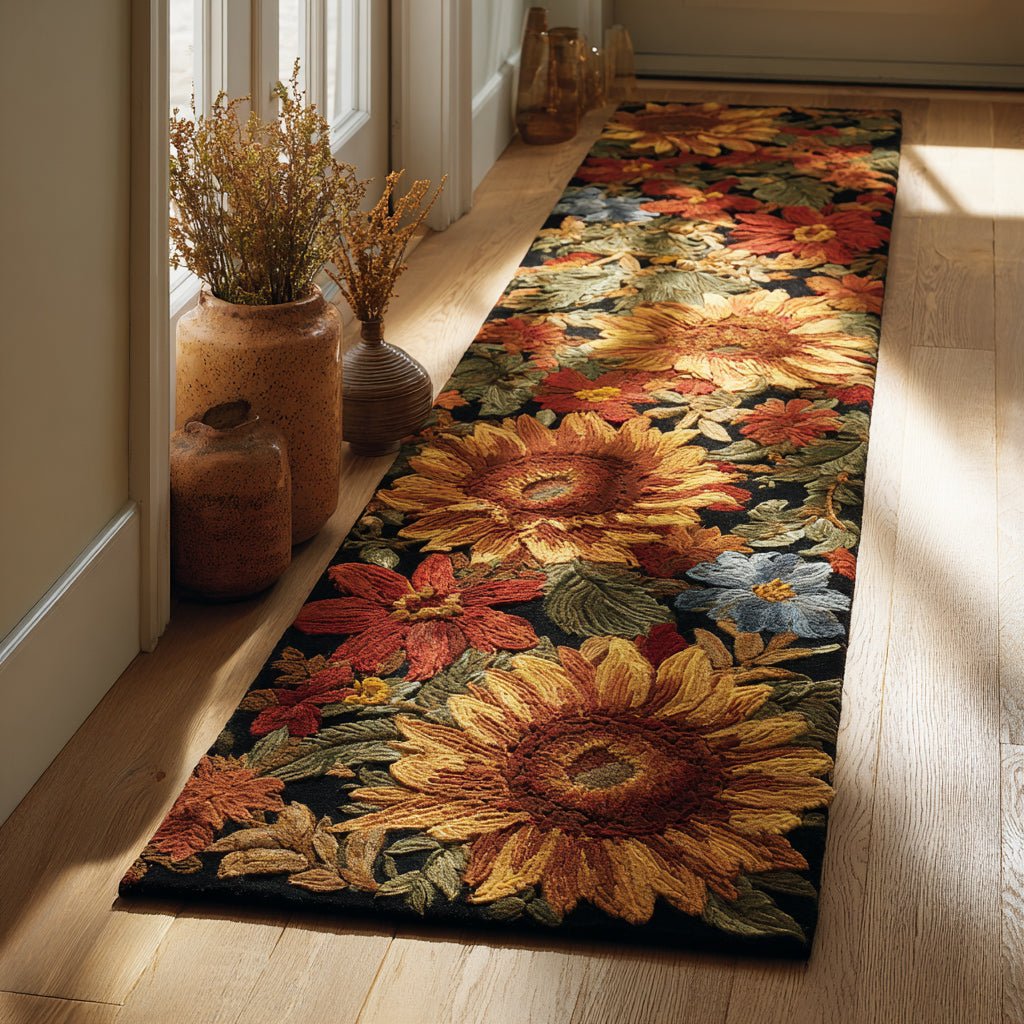 Autumn Sunflower Bloom Runner Carpet Runner Rug - Cute Pet Design | Animal Printed Runner Rug