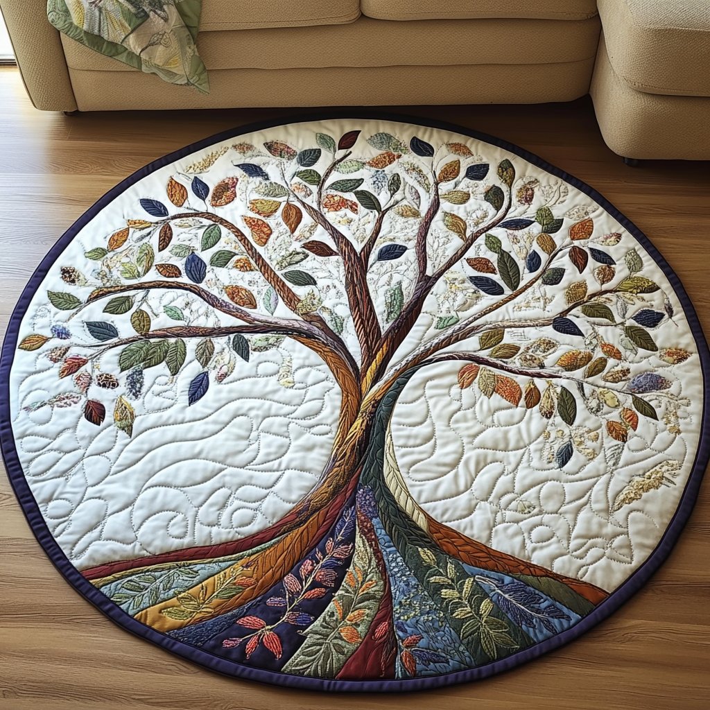 Autumn Symphony Round Mat Rug - washable non-slip printed rug