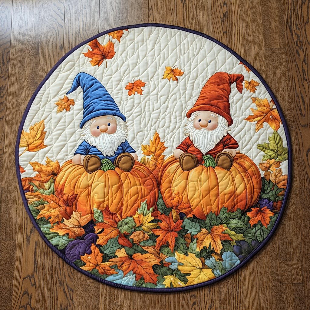 Autumn Treasures Round Mat Rug - washable non-slip printed rug