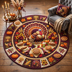 Autumn Turkey Round Mat Rug - Nature Design | Serene Home Decor - washable non-slip printed rug