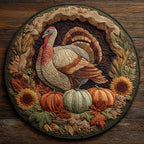 Autumn Turkey Round Mat Rug - washable non-slip printed rug