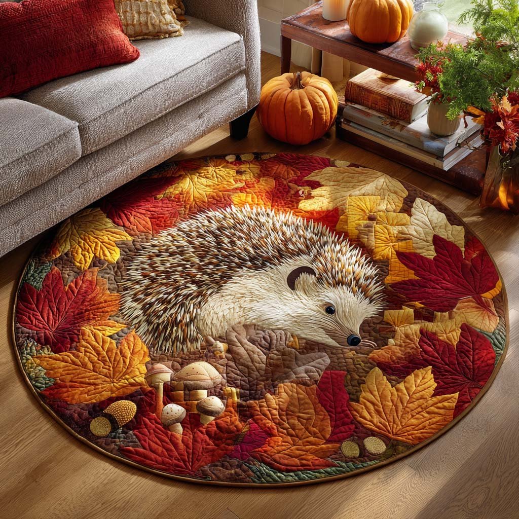 Autumn Wanderer Round Mat Rug - washable non-slip printed rug