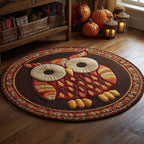 Autumn Watch Round Mat Rug - washable non-slip printed rug