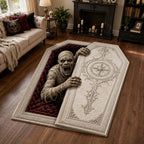 Awakened Mummy Coffin Custom Shape Area Rug - Nature Design | Die-Cut Non-Slip Rug - washable non-slip printed rug