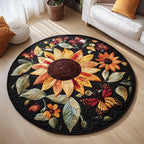 Awe-inspiring Flowers Round Mat Rug - washable non-slip printed rug