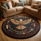 Aztec Eagle Round Mat Rug - washable non-slip printed rug