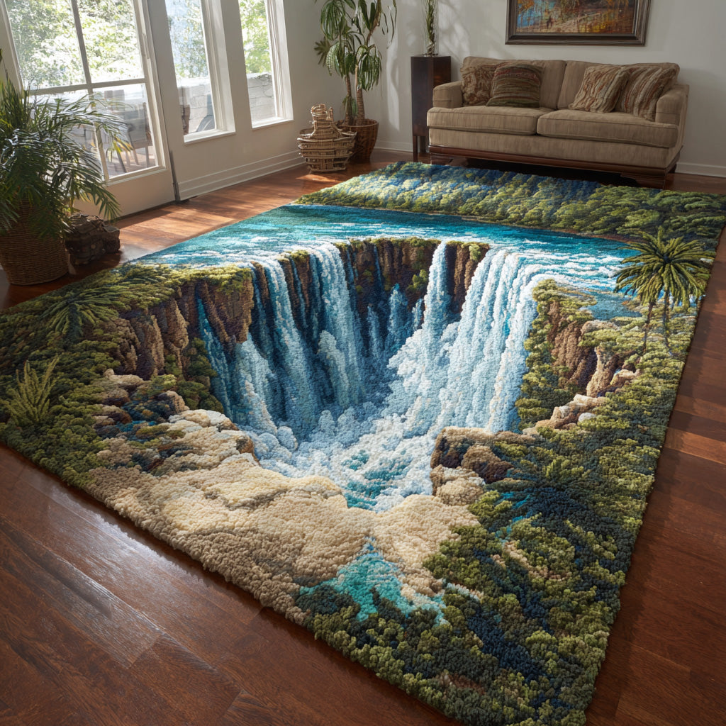 Azure Arch area rug in a living room