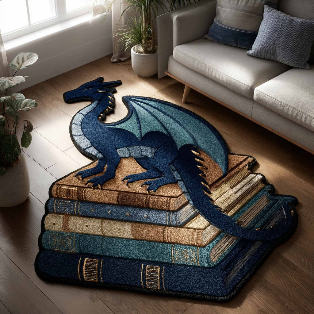 Azure Drake Custom Shape Area Rug - Coastal Design | Die-Cut Non-Slip Rug - washable non-slip printed rug
