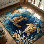 Azure Drift area rug in a living room