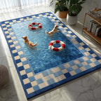 Azure Golden Retriever area rug in a living room