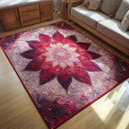 Azure Mandala area rug in a living room