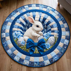 Azure Waltz Round Mat Rug - washable non-slip printed rug