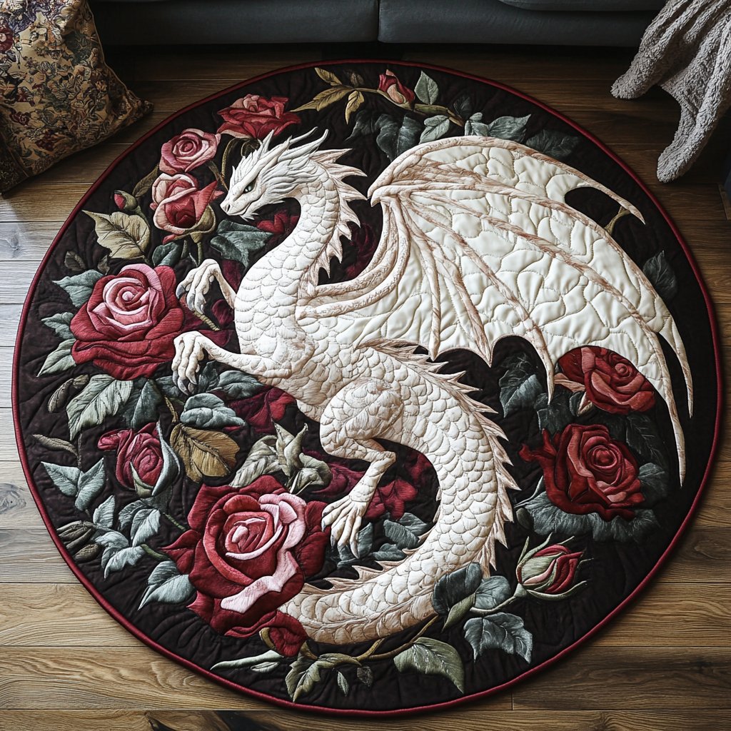 Azure Wing Round Mat Rug - washable non-slip printed rug
