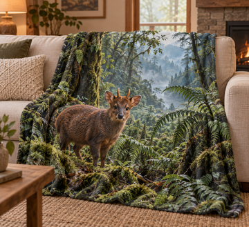 Southern Pudu Forest Fleece Throw Blanket