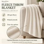 Fleece Throw Blanket features guide: unprinted illustration; see main image for purchased design