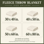Fleece Throw Blanket sizes guide: unprinted illustration; see main image for purchased design
