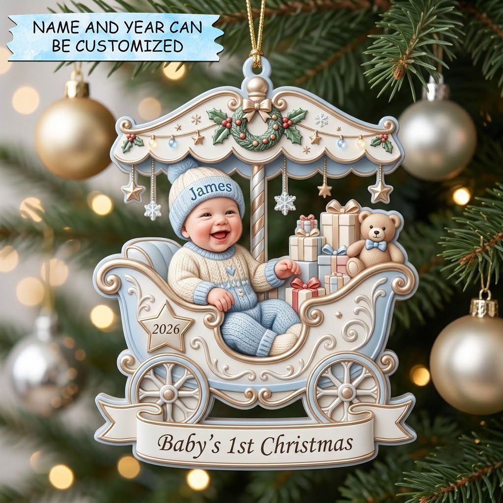 Carousel Sleigh Baby Christmas Ornament