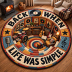 Back When Life Was Simple Round Mat Rug - Nature Design | Serene Home Decor - washable non-slip printed rug