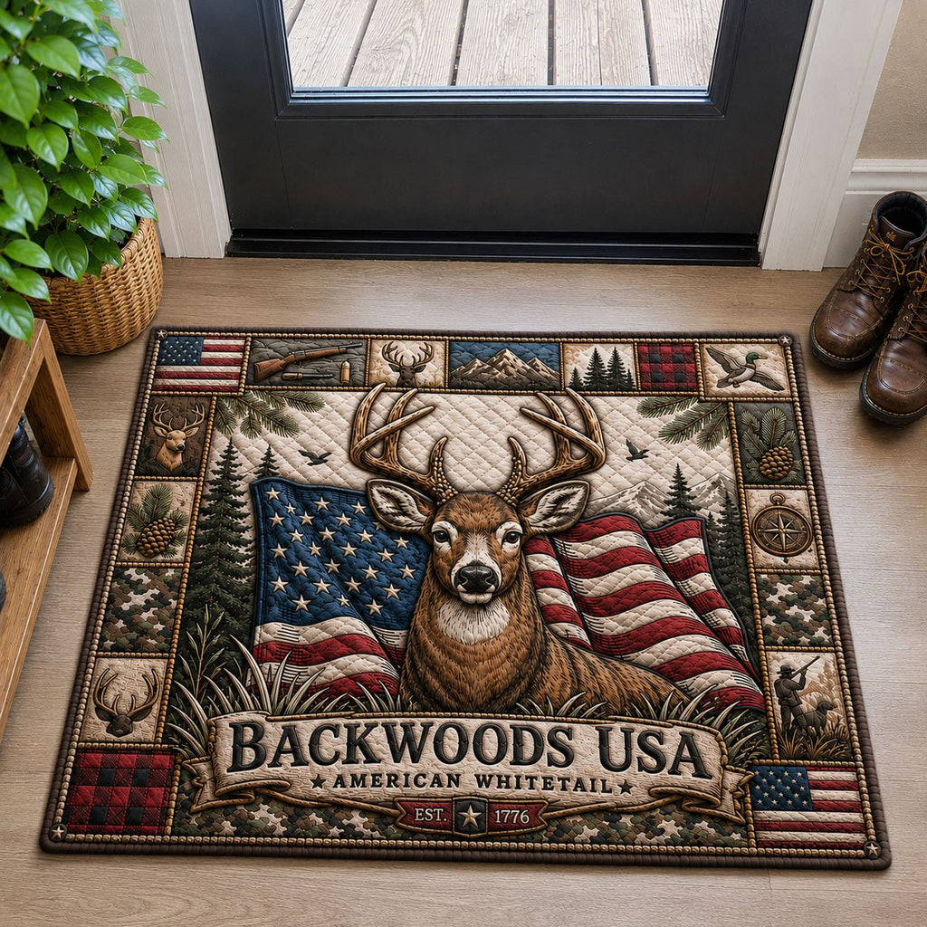 Backwoods USA Whitetail Doormat - Patriotic Design | Printed Welcome Doormat