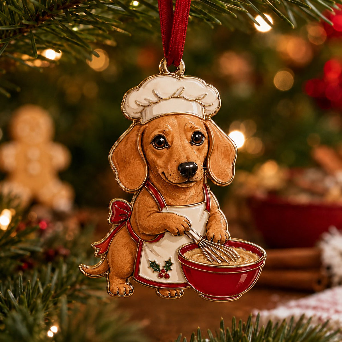Baking Dachshund Christmas Ornament