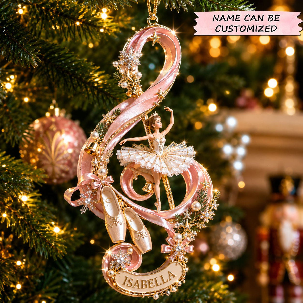 Ballerina Music Note Christmas Ornament