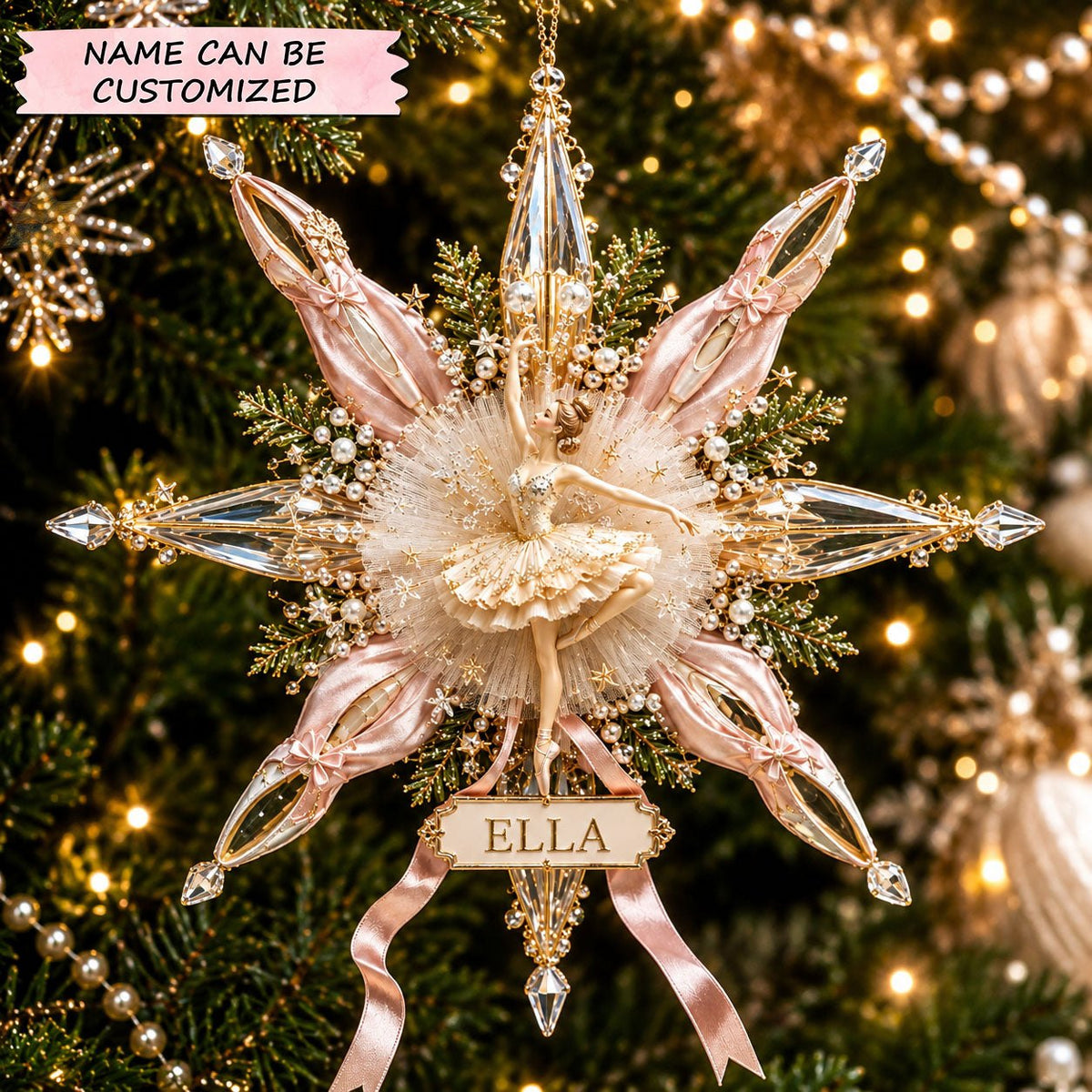 Ballerina Snowflake Christmas Ornament