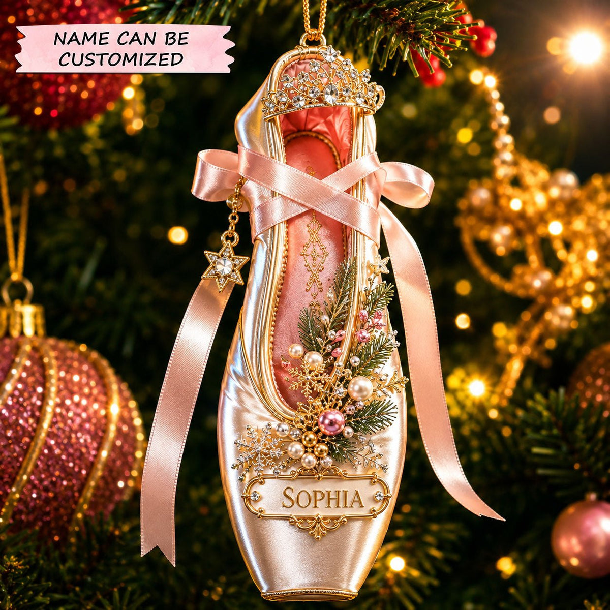 Ballet Slipper Bow Christmas Ornament