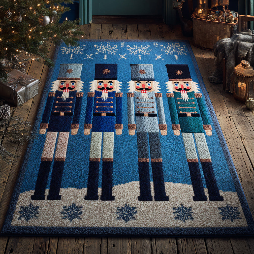 Ballet Nutcracker Frost area rug in a living room