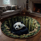 Bamboo Panda Round Mat Rug - washable non-slip printed rug
