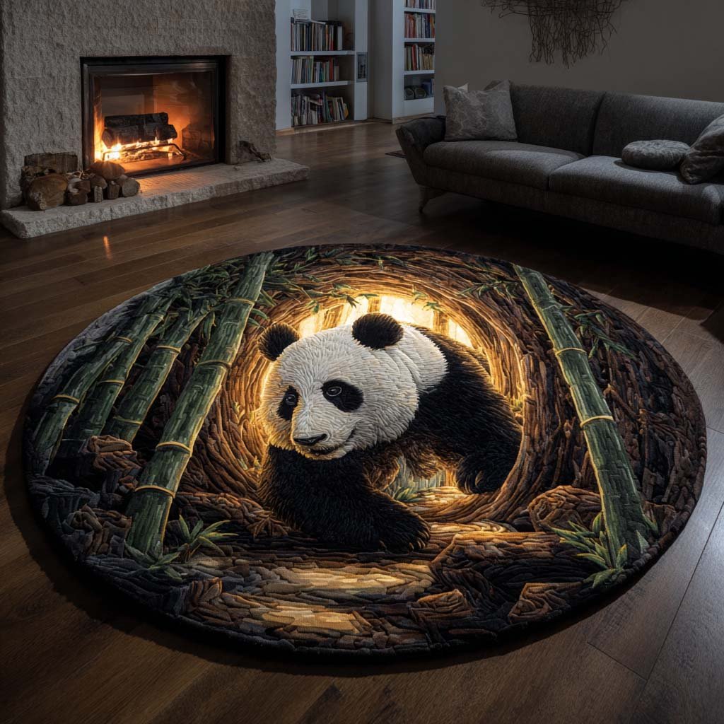 Bamboo Spirit Round Mat Rug - washable non-slip printed rug