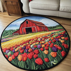 Barn Blossom Round Mat Rug - washable non-slip printed rug