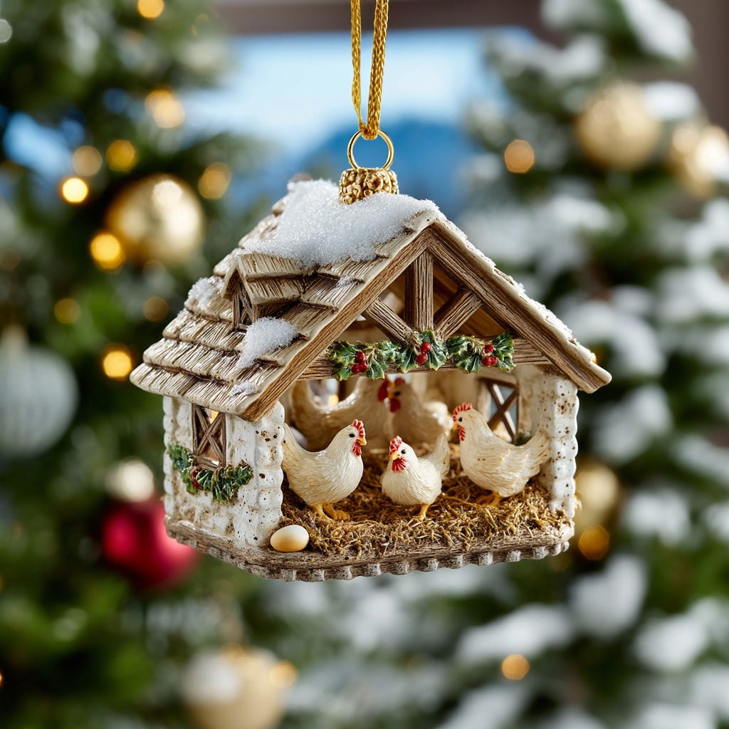 Barnyard Hen House Christmas Ornament