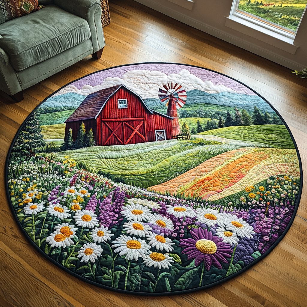 Barnyard Bliss Round Mat Rug - Nature Design | Serene Home Decor