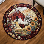 Barnyard Majesty Round Mat Rug - washable non-slip printed rug