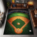 Baseball Field area rug in a living room