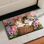 Basket Cats Doormat - Cute Animal Design | Printed Welcome Doormat