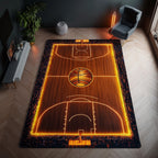 Basketball Court area rug in a living room