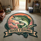 Bass Badge Custom Shape Area Rug - Cute Animal Design | Die-Cut Non-Slip Rug - washable non-slip printed rug