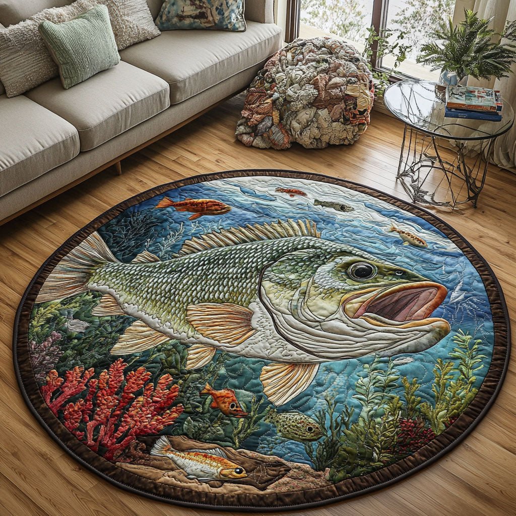 Bass Break Round Mat Rug - washable non-slip printed rug