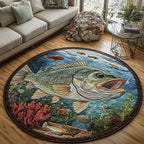Bass Break Round Mat Rug - washable non-slip printed rug