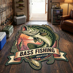 Bass Legacy Custom Shape Area Rug - Cute Animal Design | Die-Cut Non-Slip Rug - washable non-slip printed rug
