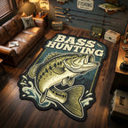 Bass Strike Custom Shape Area Rug - Cute Animal Design | Die-Cut Non-Slip Rug - washable non-slip printed rug
